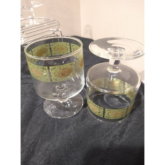 Dining 6 Vintage Green Gold Drinking Glasses Poshmark